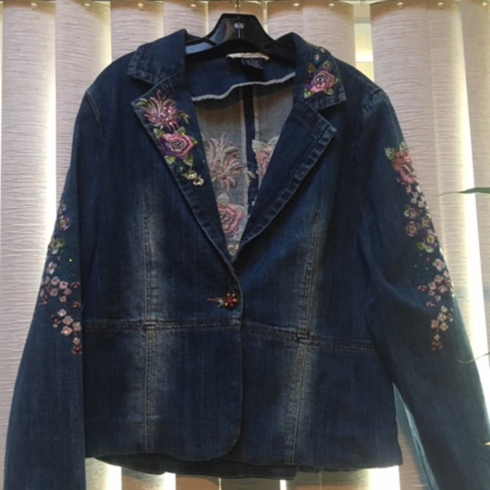 Floral Embroidered Jean/Denim Jacket